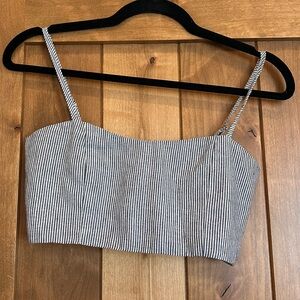 Cropped linen striped blue and white Brandy Melville crop top
